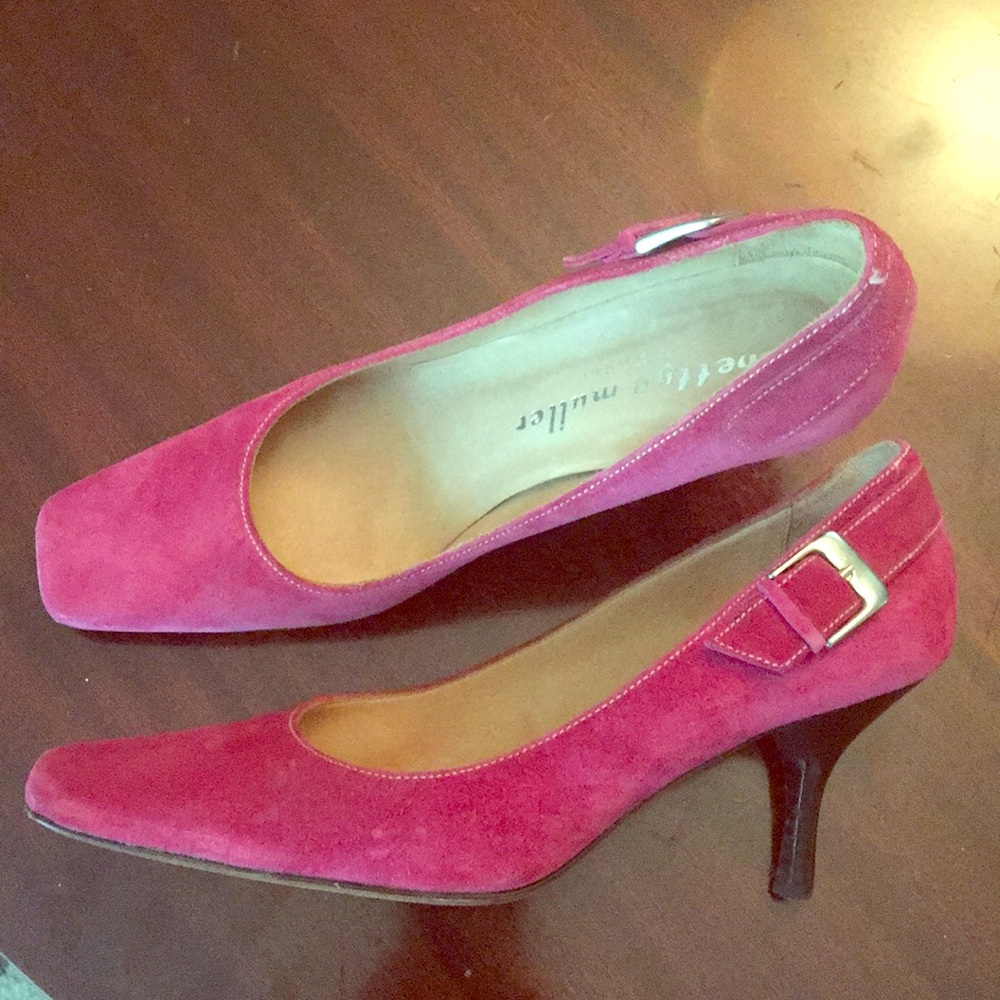 Bettye Muller pink velvet heels